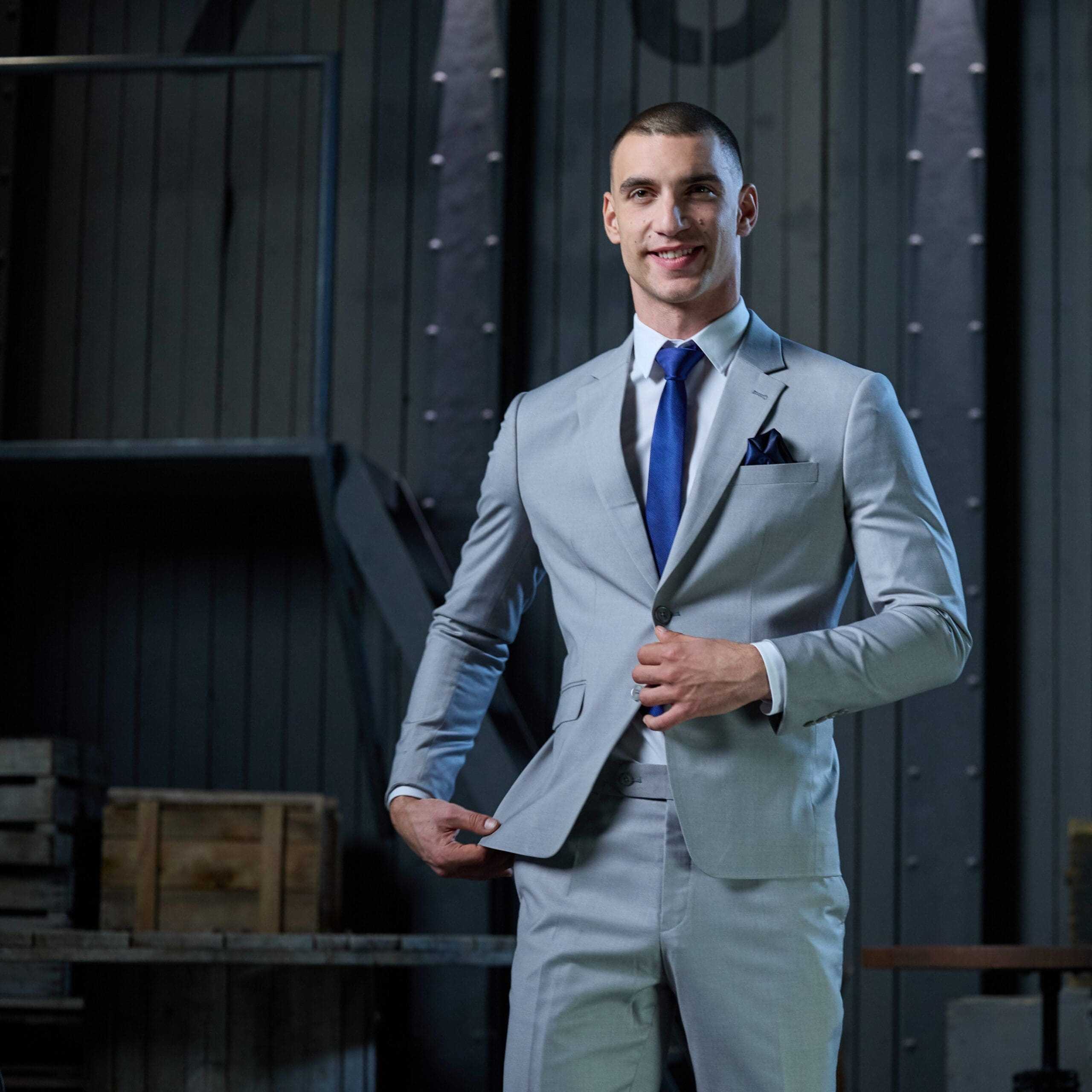 BUSINESS ANZUG SET KOMPLETT HELLGRAU